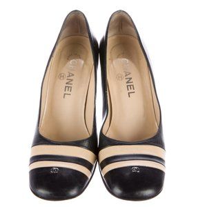 Chanel Leather Square-Toe Pumps (RARE VINTAGE)